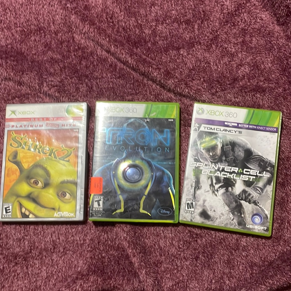 3 video games, each 10, shrek is 5$